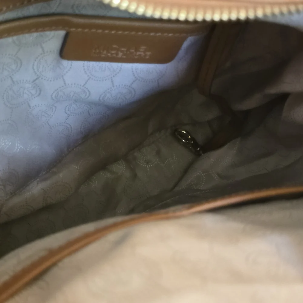 Michael Kors Dark Blue and Tan Accent Tote Bag